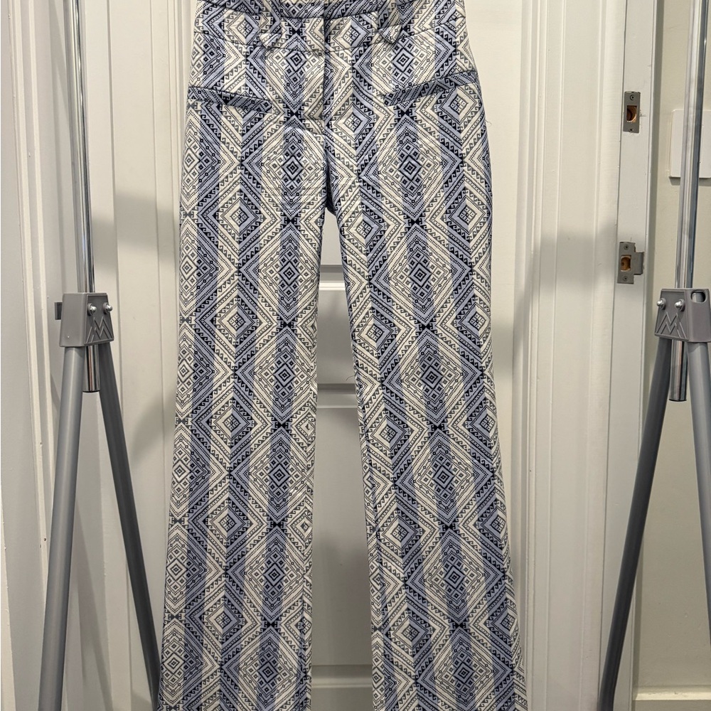 Geometric Blue and White Women's Pants